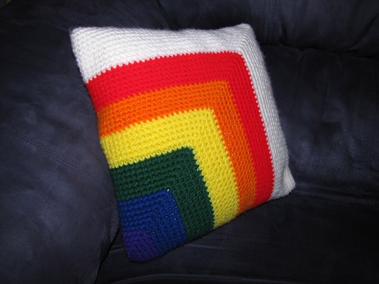 Mitered Corner Rainbow Pillow
