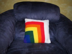 Rainbow Collection - Mitered Corner Pillow in it's Natural Surroundings