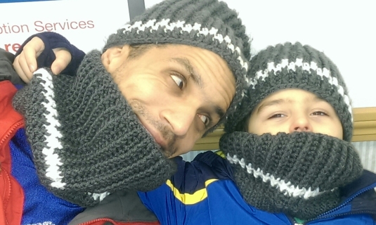 Father and Son Matching Hat and Cowl Sets